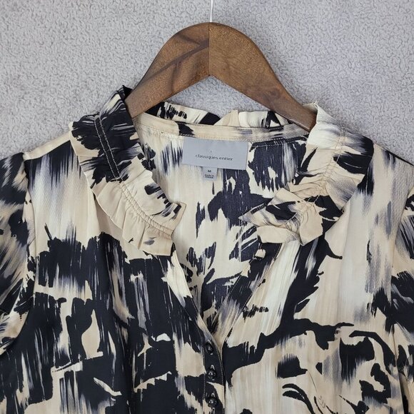 Classiques Entier  100% Silk Womens Short Sleeve Blouse M Abstract Print JCT - Picture 6 of 9